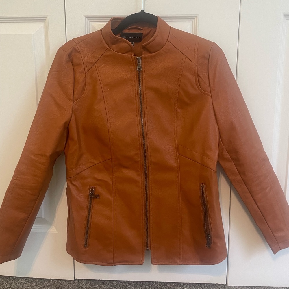 Women’s tan moto jacket
